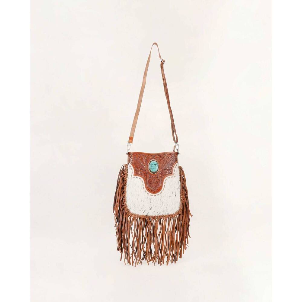 NEW LOYAL WEST women's painted desert tassle bag in brown